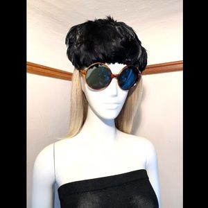 VINTAGE Black Feather Hat